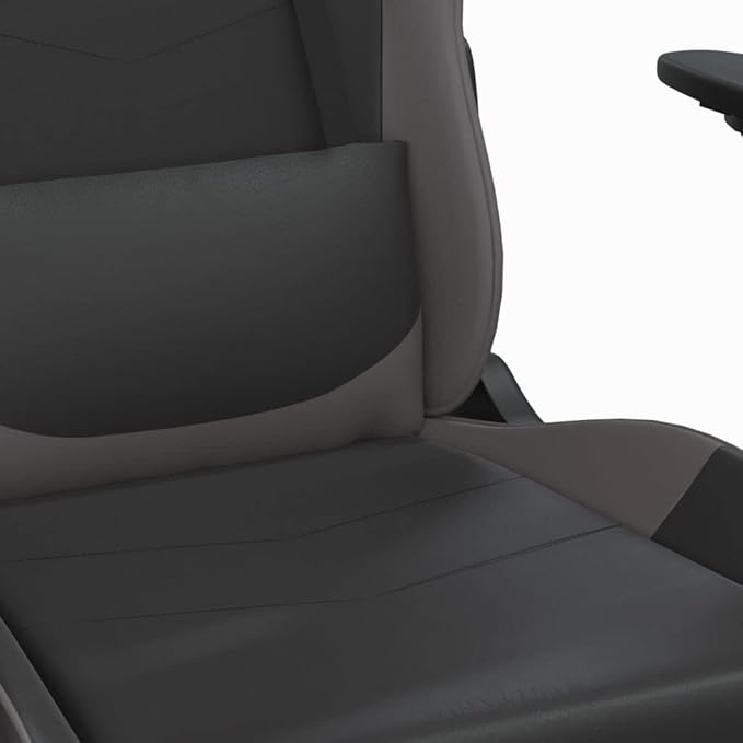 Massage Gaming Chair with Footrest Black&ampGray Faux Leather Gaming Chair with Ergonomic Design Adjustable Features - for Gamers and Office Use