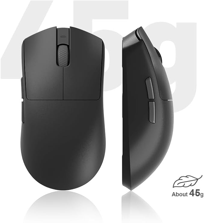 Tri-Mode Wireless Gaming Mouse with RGB Charging Dock 45g Ultra-Light PAW3311 Sensor 12000 DPI 2.4G Dongle + Bluetooth + USB-C Wired 1K Polling Rate Programmable Gaming Mouse for PC Mac Laptop