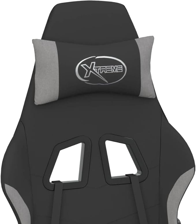 Gaming Chair Computer ChairErgonomic Gaming ChairSuitable for Work Rest Playing Computer Games Watching Performanceswith Footrest Black and Light Gray Fabric