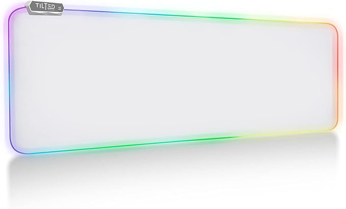 Tilted Nation Bone White Gaming Mouse Pad RGB - Large LED Mousepad - LED Desk mat with 8 Adjustable Light Modes - Non Slip Rubber Base Easy to Clean Water Proof Surface Mat for Keyboard and Mouse