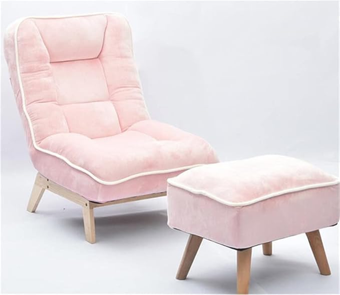 Office Chair Gaming Chair Computer Chair Folding Lazy Sofa with Stool Footrest Recliner Adjustable Backrest Lounge Chair Floor Padded Couch Chair