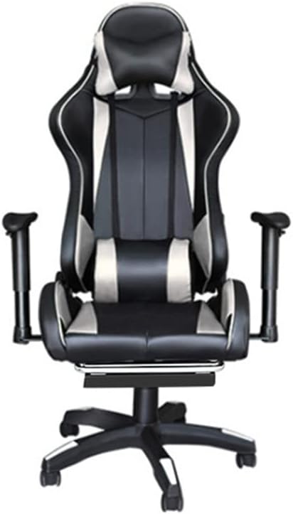 HOTRA Ergonomic Gaming Chair with Footrest Office Chair with Headrest Lumbar Support High Back Video Game Chair Adjustable Swivel PC Chair (Color : White)