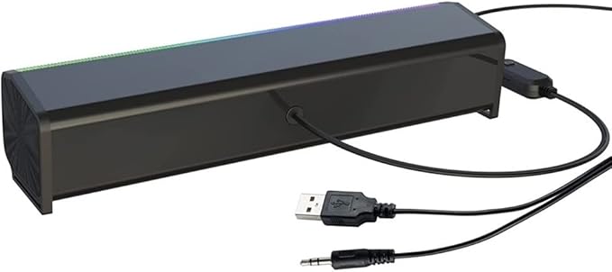 Computer Speakers Wired Computer Sound Bar Enhanced Stereo USB Powered Soundbar Speakers One Button Control for PC Tablets Laptop Cellphones