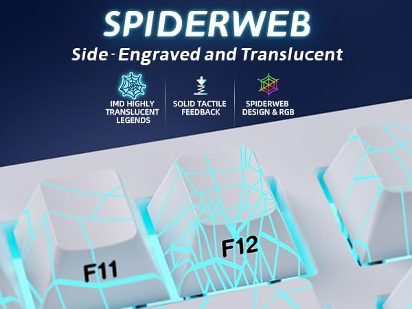 ZORNHER ZH980 Mechanical Keyboard Wireless95% White Creamy Keyboard with Number PadGaming Keyboard with Number PadShine Through Spider Web PC KeycapsCreamy Sounding Linear SwitchesFull Size