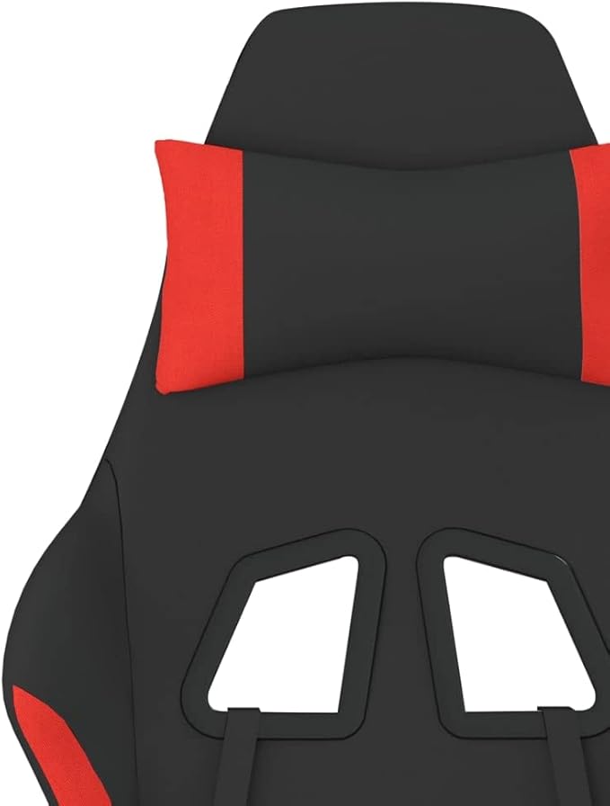 SKM Massage Gaming Chair with Footrest Black and Red Fabric (Weight-16KG)