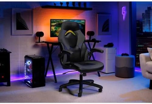 Ergonomic Gaming Chair with High Back Support – Racing Style PC Desk Chair with Recline Function Flip-Up Arms &amp Padded Segments for Comfort (Gray)