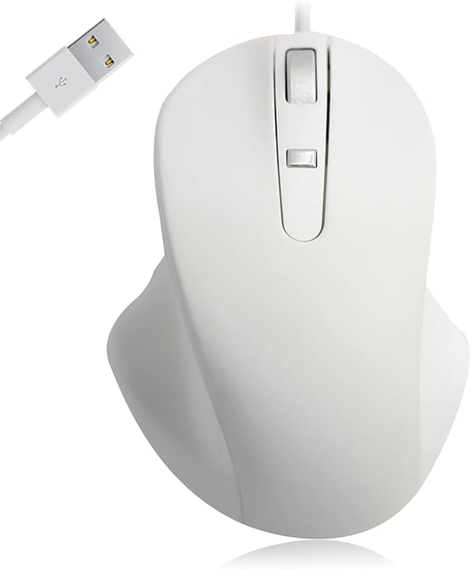 Matias Wired USB-A PBT Premium Computer Mouse Proven Performance Ergonomic Mouse Left Right Hand Use Home and Office Use Compatible for PC MacBook Chromebook Laptop Desktop - (White)