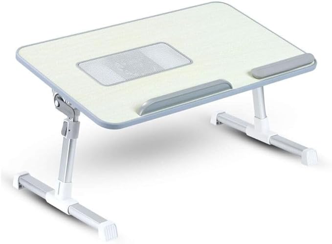 Adjustable Angle Laptop Table with Built-in USB Cooling Fan Foldable Legs for Home Office Working Gaming &amp Writing(Grey) Gray