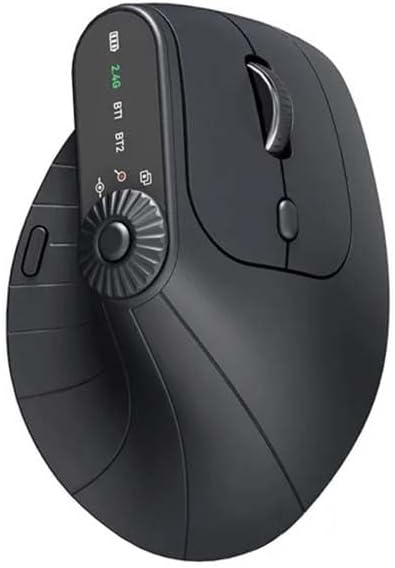 2025 Upgraded Ergonomic Triple-Connect Wireless Mouse Vertical Ergonomic Mouse with 4 Adjustable DPI Bluetooth 5.0&ampUSB Receiver for Laptop/PC/Mac Pain Relief for Office/Gaming/Design (Black)