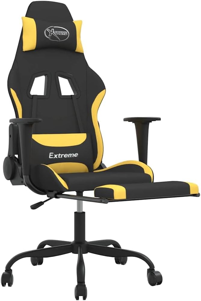 Ergonomic Gaming Chair with Massage Functionality in Black and Yellow Adjustable Armrests and Height-Adjustable Seat for Enhanced Comfort and Durable Build