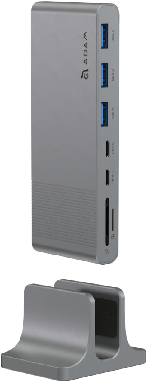 ADAM elements HUB Pro S 12-in-1 USB-C Hub Triple Display Docking Station with Dual 4K HDMI VGA 100W PD Fast Charge Ethernet SD/TF for MacBook Pro/Air M4/M3/M2/M1 iPad Windows Laptop