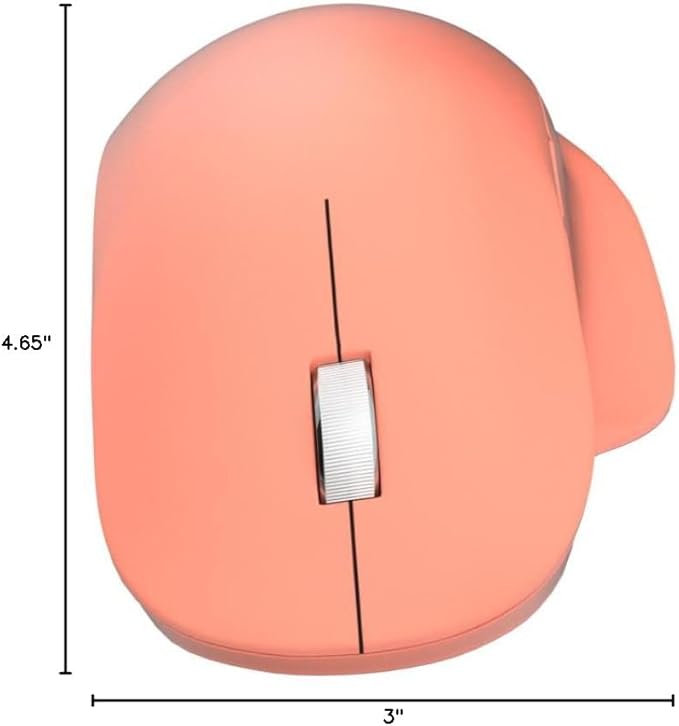 Microsoft Bluetooth Ergonomic Mouse - Peach - with comfortable Ergonomic design thumb rest up to 15months battery life. Works with Bluetooth enabled PCs/Laptops Windows/Mac/Chrome computers