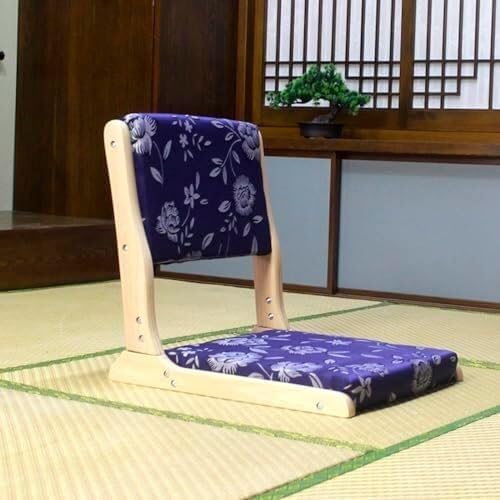 ELEFOCUS Folding Tatami Chair with Backrest Living Room Chair Floor Seat Portable Japanese Legless Chair Bay Window Backrest(G)