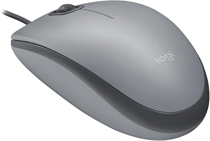 Logitech M110 Wired USB Mouse Silent Buttons Comfortable Full-Size Use Design Ambidextrous PC/Mac/Laptop - Grey