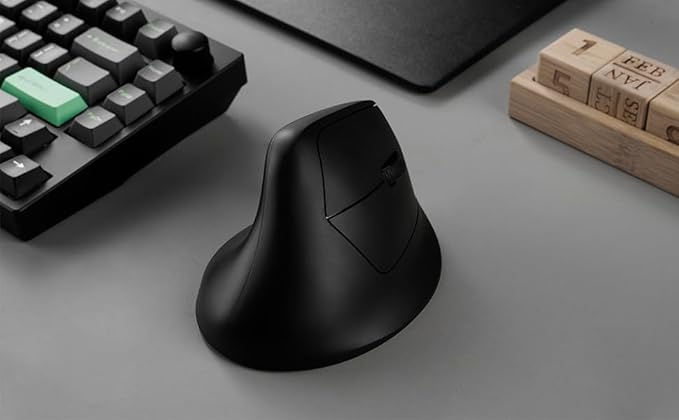 Keychron M5 Wireless Ergonomic Mouse 8000Hz Tri-Mode 2.4 GHz/Bluetooth 5.1/Wired PixArt 3950 Sensor 30000 DPI Ergonomic Lightweight Programmable Macro Button for Windows PC/Mac - Black