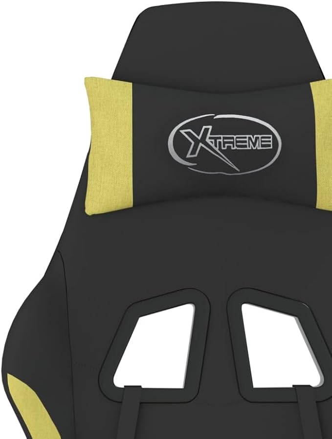 Massage Gaming Chair Computer ChairErgonomic Gaming ChairSuitable for Work Rest Playing Computer Games Watching Performanceswith Footrest Black and Light Green Fabric