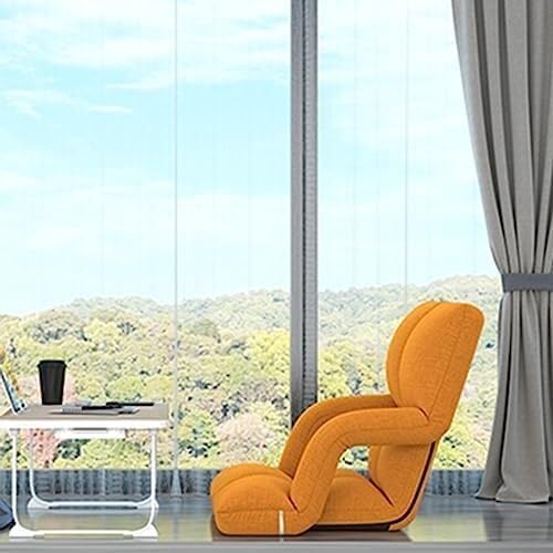 ELEFOCUS Adjustable Floor Chair Chaise Longue Sofa with Backrest Foldable Comfortable Sofa for Living Room Bedroom Balcony(Gelb)