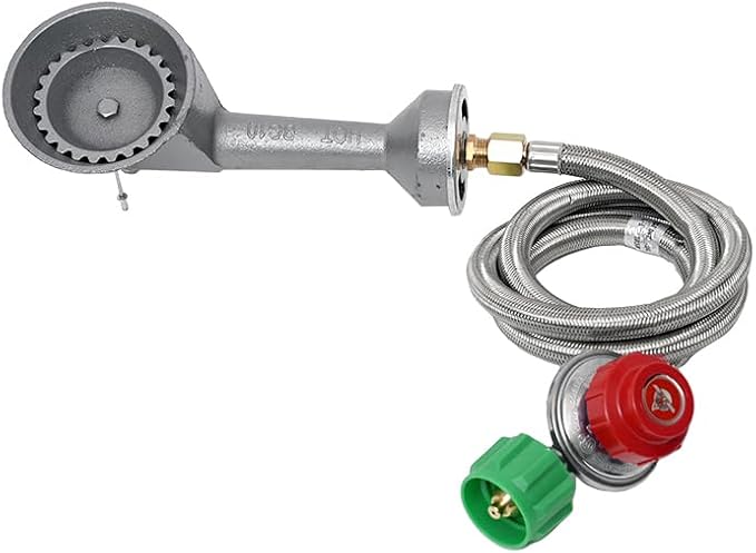 Cast Iron Propane Burner Head with Brass Fitting Orifice (SH10RH - DIY Burner &amp Regulator)