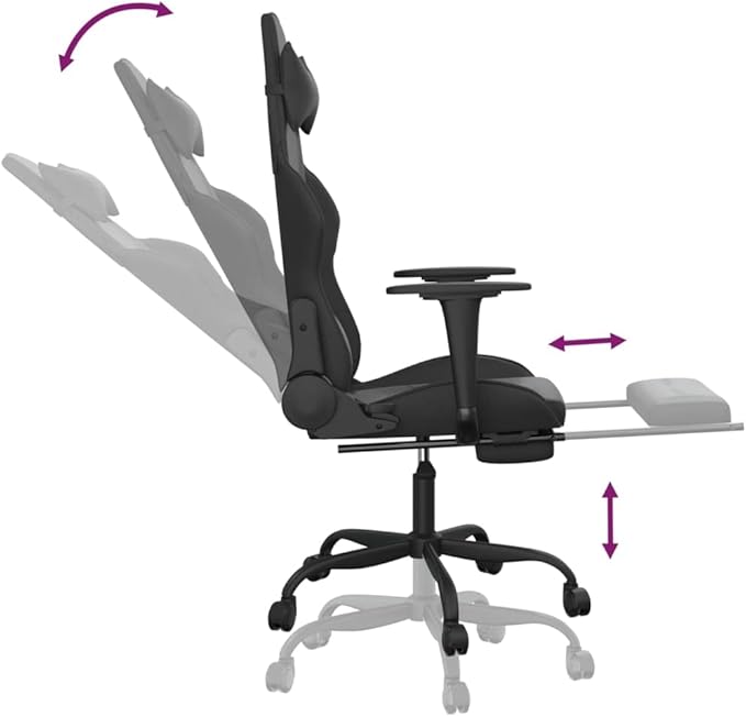 Gaming Chair with Footrest Black Faux Leather