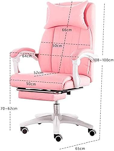 Katzowen Office Computer Chair Gaming Chair for Girls Leather Executive Office Chair High-Back Computer Desk Chair with Adjustable Headrest and Footrest Pink