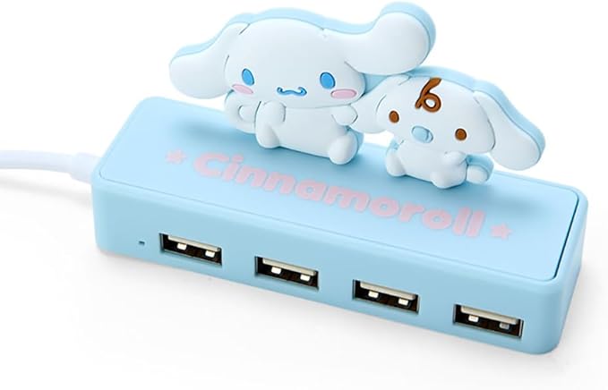 Sanrio Slim USB Hub - Cinnamoroll Character 2.4 x 3.7 inches (6 x 9.5 x 3 cm) 4 Ports 480 Mbps Data Transfer Rate