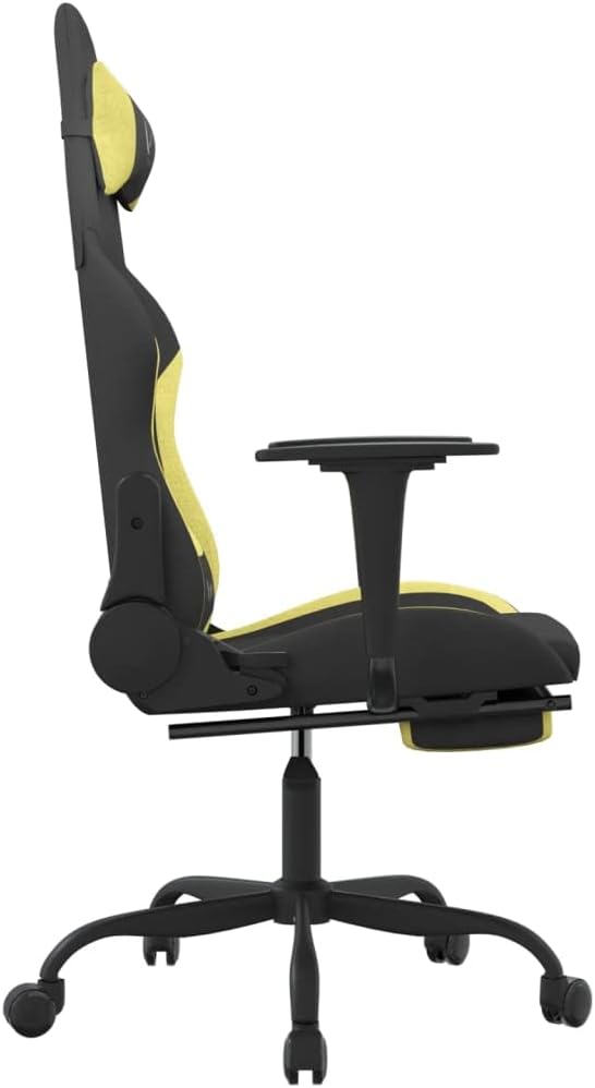 YAFF Gaming Chair with Footrest Black and Light Green Fabric(Black)