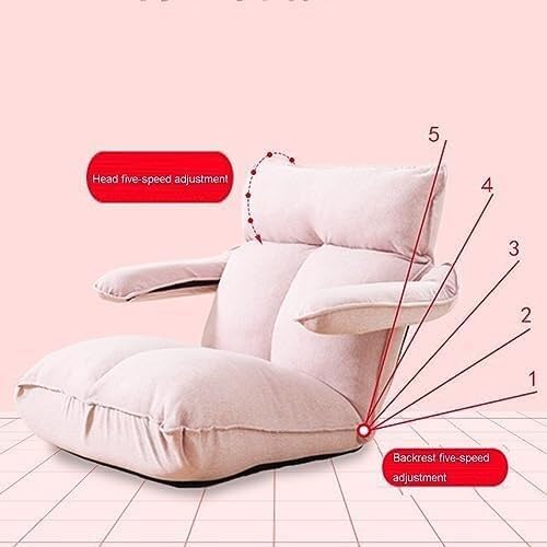 ELEFOCUS Adjustable Floor Chair with Armrests Gaming Chairs for Adults Chaise Lounge Folding Sofa Indoor for Living Room Bedroom(Rosa)