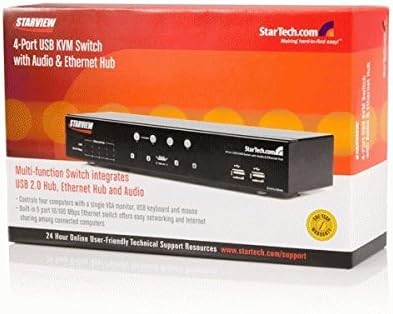 StarTech.com 4-Port USB KVM Switch with Ethernet Switch and Audio and USB Hub (SV431USBAN)