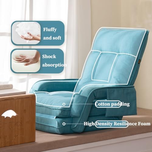 Floor Chair Floor Chair with Backrest Foldable Floor Chair Foldable Floor Gaming Chair with 6 Positions Lazy Sofa Meditation Chair Window Chair Foldable Floor Sofa with Armrests (/Blue B)