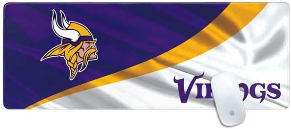 Skinit Large Gaming Mouse Pad - Officially Licensed Minnesota Vikings Design with Stitched Edges Waterproof Non-Slip Rubber Base Desk Mat for Keyboard &amp Mouse 31.5 x 11.8 inches