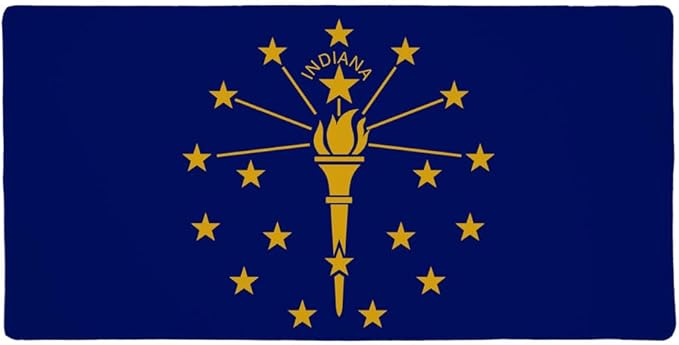 Indiana State Flag Large Gaming Mouse Pad Desk Mat with Stitched Edges Non-Slip Base for Gamer Home and Office 31.5 x 15.7