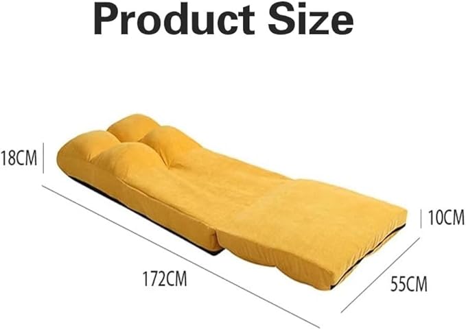 ELEFOCUS Adjustable 5-Position Folding Sofa Chair Padded Lazy Floor Recliner Bed for Gaming - Yellow Linen Lounge Sleeper Seat(Green)