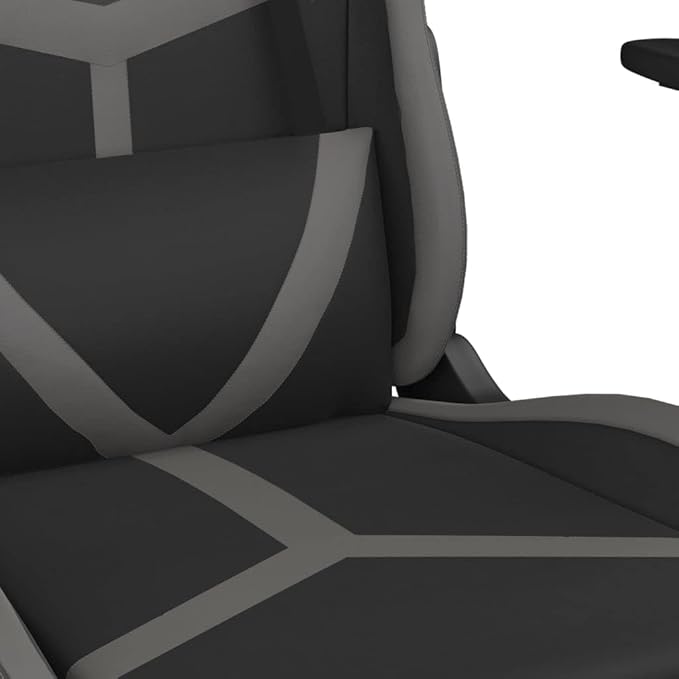Gaming Chair Office Chair PC Chair with Footrest Black and Gray Faux LeatherHeight Adjustable Game Chair with 360°-Swivel Seat and Headrest and for Office or Gaming(Style E)