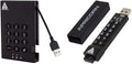 Apricorn 500GB Aegis Padlock USB 3.0 256-bit AES XTS Hardware Encrypted Portable External Hard Drive (A25-3PL256-500) and Apricon Aegis Secure Key 3NX