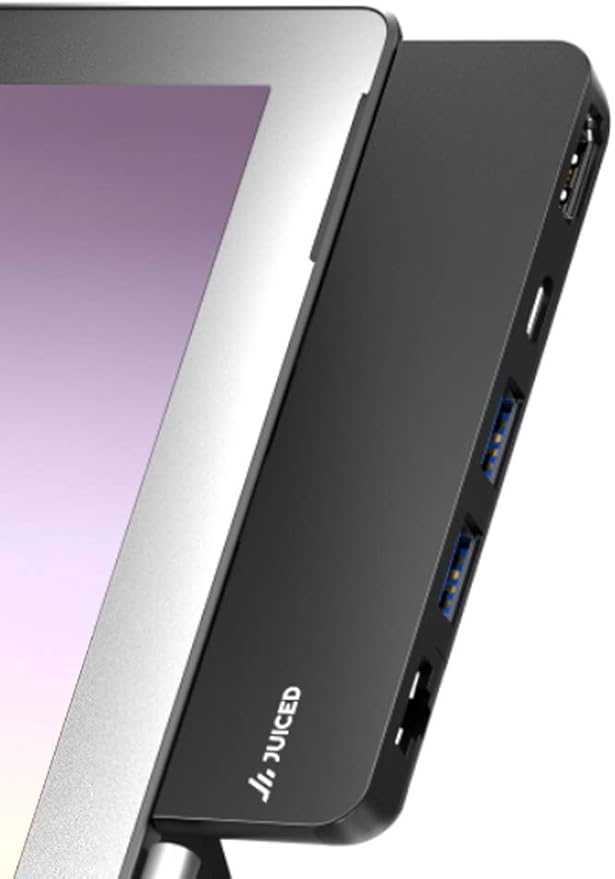 Juiced Systems ZipHUB PRO | Surface Pro 7 Multiport Adapter | USB-A 10 Gbps | Gigabit Ethernet | USB-C Data (10Gbps)