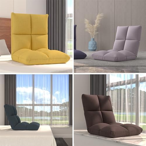 Floor Chair Folding Floor Chair with Adjustable Backrest Lounge Sofa Chair Semi-Foldable Comfortable Sofa for Meditation Seminars Reading Watching TV (Color: Blue-B Size: 20.5 x 21.