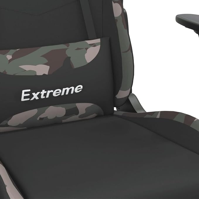 SKM Massage Gaming Chair with Footrest Black and Camouflage Fabric (16.3 KG/35.86 LBS)