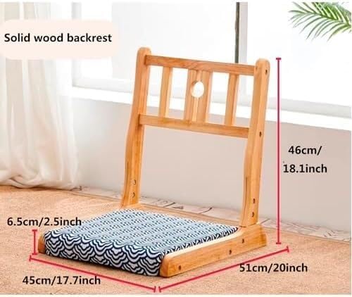 ELEFOCUS Folding Tatami Chair with Backrest Living Room Chair Floor Seat Portable Japanese Legless Chair Bay Window Backrest(A)