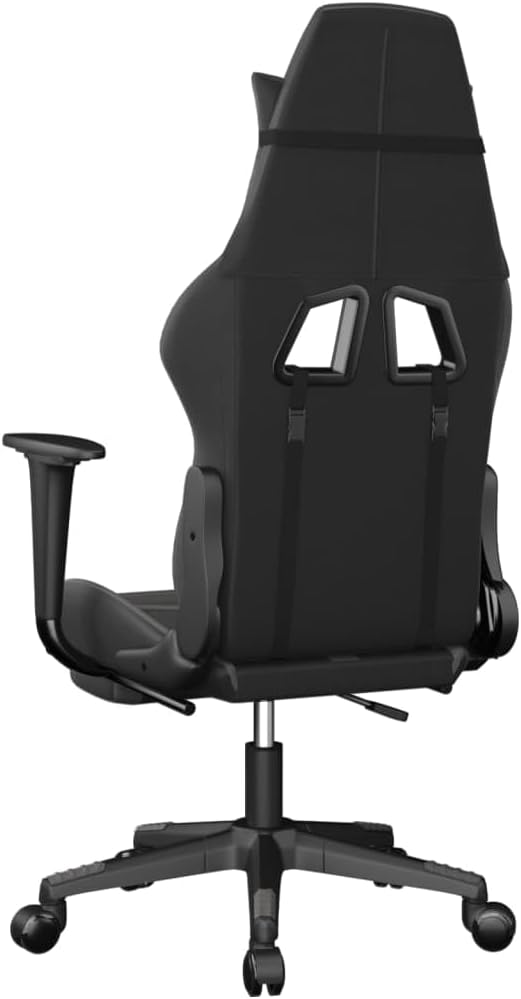 YAFF Gaming Chair with Footrest Black and Gray Faux Leather