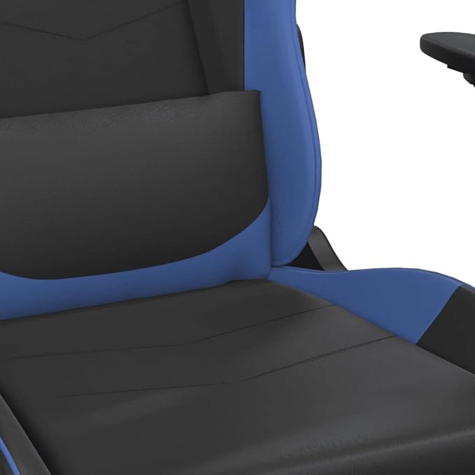 SKM Massage Gaming Chair with Footrest Black&ampBlue Faux Leather (16.4 KG/36.08 LBS)