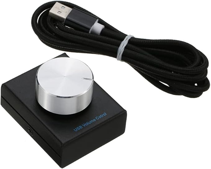 Docooler USB Volume Control PC Computer Speaker Audio Volume Remote Controller Knob with 1-Key Mute Function Support Rotation Volume Adjust for PC Laptop - Silver