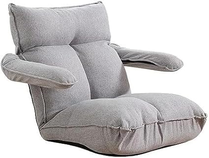 ELEFOCUS Adjustable Floor Chair with Armrests Gaming Chairs for Adults Chaise Lounge Folding Sofa Indoor for Living Room Bedroom(Grau)