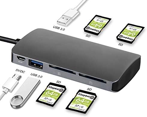 Multiple SD Card Reader 4 Slot USB 3.0 SD 5Gbps Support SDXC Up to 2TB SDHC SD Up to 256GB UHS-I - for Windows Mac Linux Android
