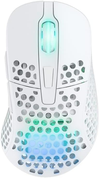 Xtrfy M4 Wireless Wireless Ultra-Light Gaming Mouse Optimised for E-Sports 2.4 GHz RF RGB Lighting Adaptable Ergonomic Right-Handed Mouse Rechargeable White
