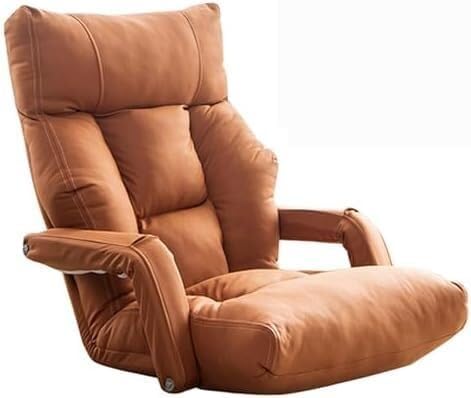 ELEFOCUS Floor Chair Lazy Sofa with Back Support Folding Floor Lounger with Adjustable Armrests for Bedroom Living Room(Orange)