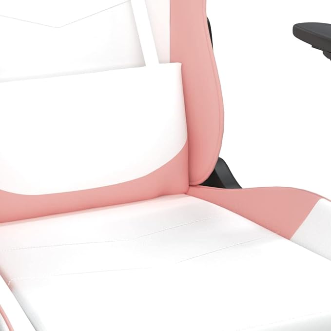 Gaming Chair with FootrestFaux Leather Computer Game ChairOffice ChairErgonomic Desk Chair PC Gaming Chair for Adults Teens(White&ampPink)