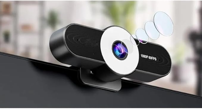 Webcam Streaming Autofocus Web Camera with Three Level Light PC Cam for Computer/Desktop/Laptop