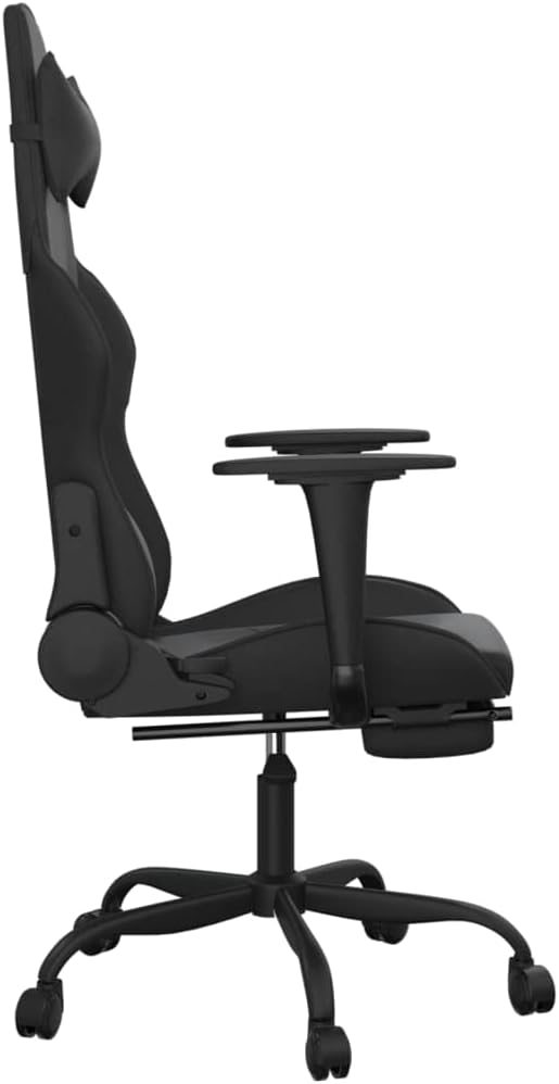 Gaming Chair with FootrestFaux Leather Computer Game ChairOffice ChairErgonomic Desk Chair PC Gaming Chair for Adults Teens(Black)