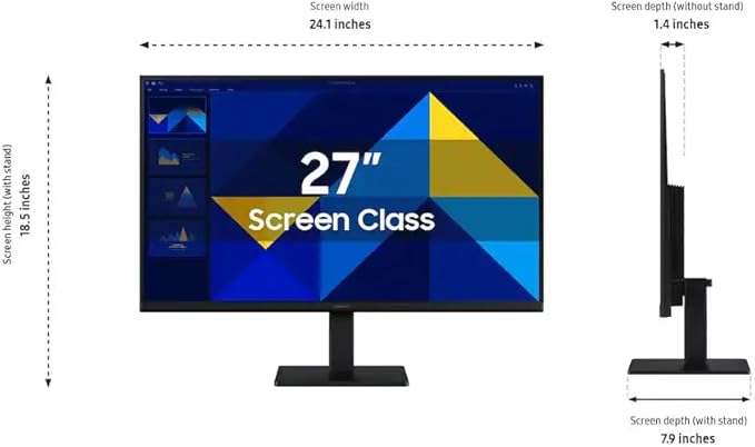 Samsung 27 S3 Series IPS LED FHD Monitor Game Mode Eye Saver Mode HDMI D-sub 100Hz Refresh Rate Black with HDMI Cable