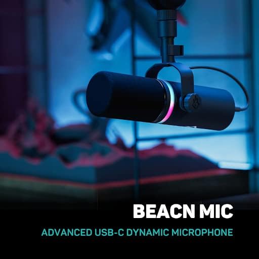 BEACN Dark Dynamic USB Mic for PC - Professional Microphone for Podcast Gaming Streaming - Studio-Quality Desk Mic for YouTube Twitch and Recording. Microphone for PC Gaming &amp Streaming